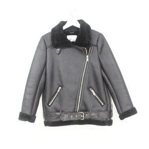 zara black shearling jacket